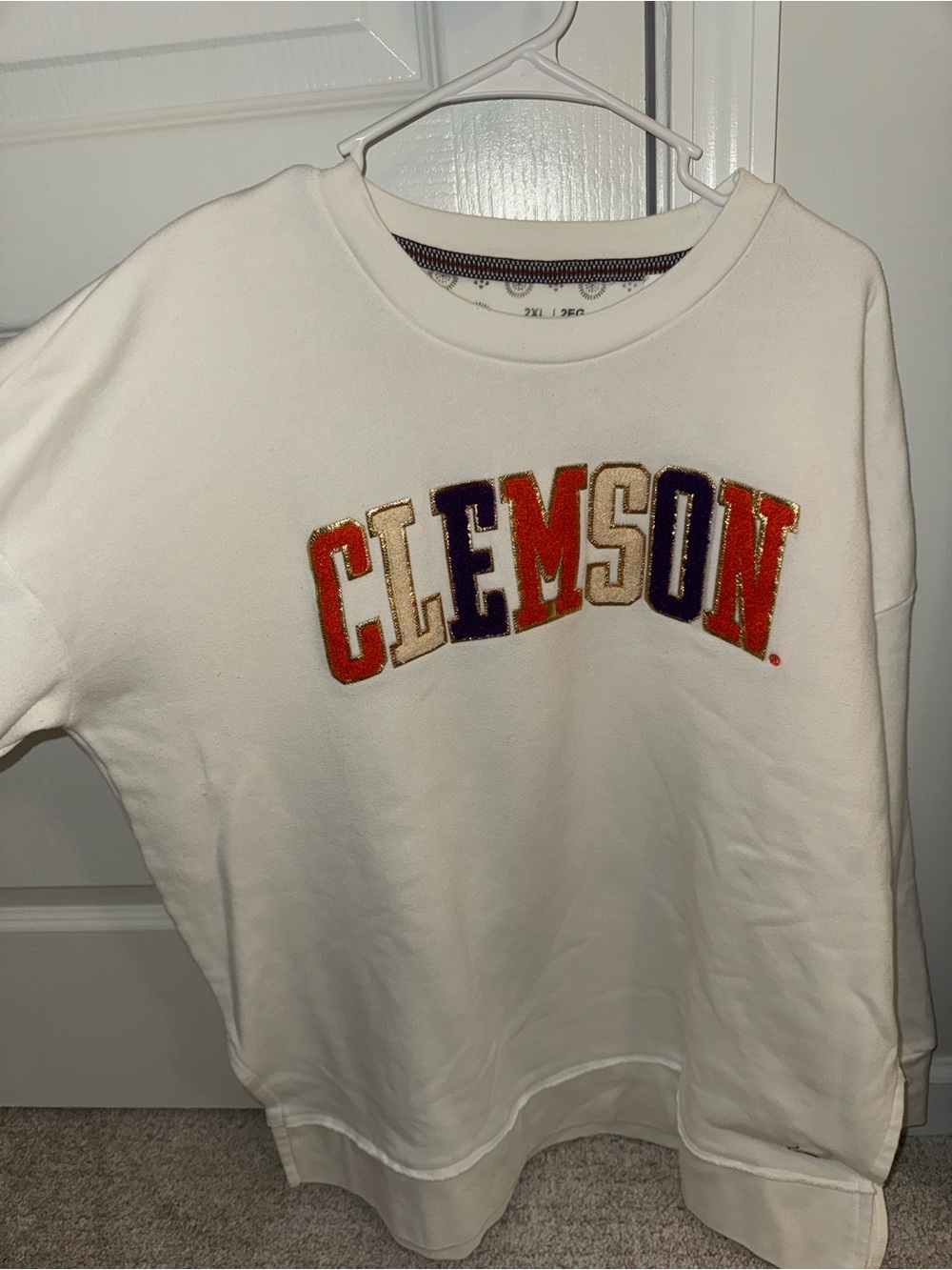 Pressbox White Sweatshirt with Multicolor Embroidered Letters